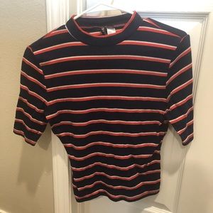 H&M striped mock neck